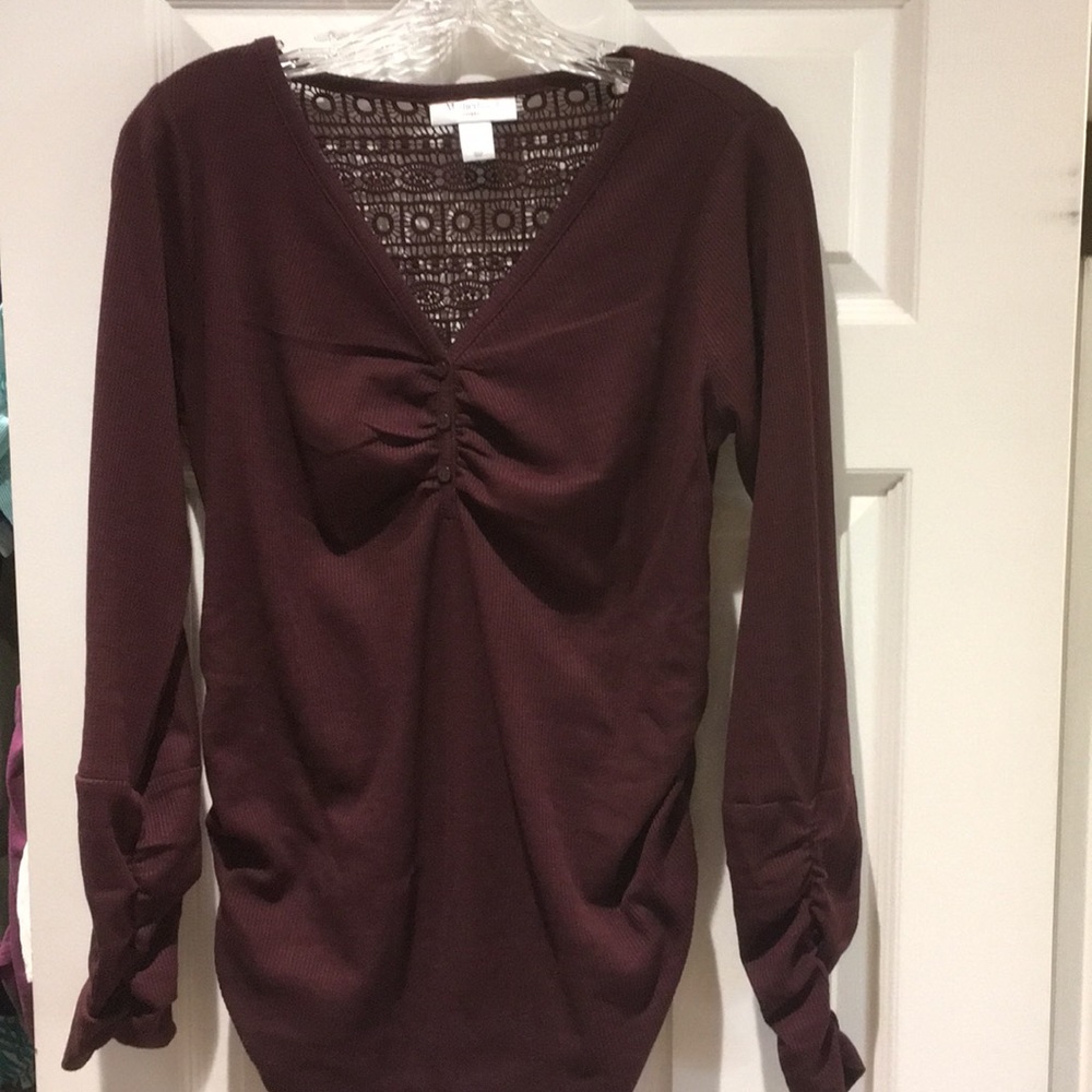 Motherhood maternity lace detail “Henley” top.